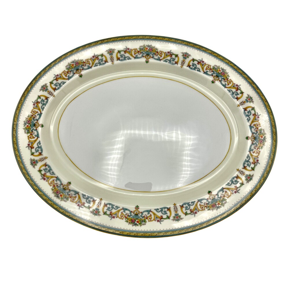 Aynsley Henley Oval Serving Platter 16 in Bone China Floral Gold Trim England